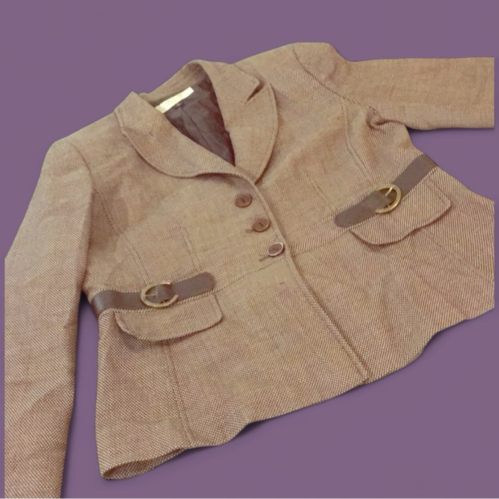 Tahari blazer-size 16-brown with gold buckle